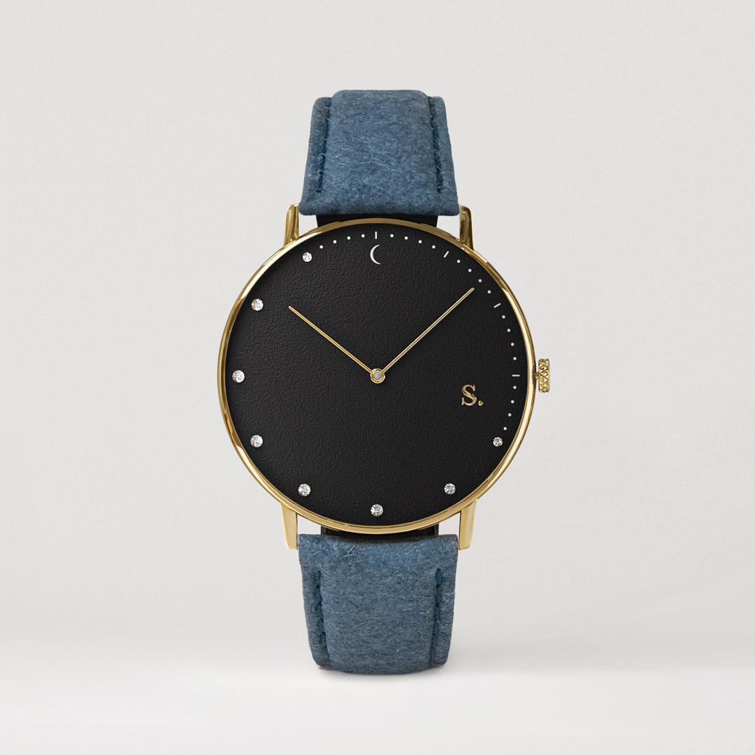 Black watches with blue pineapple strap